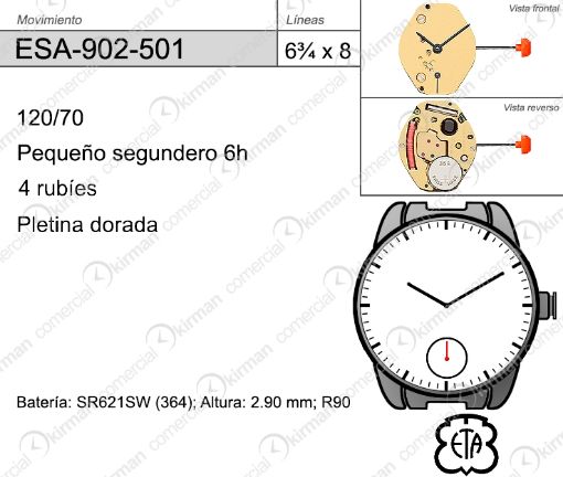 Imagen de Movimiento de pulsera ETA 902-501
