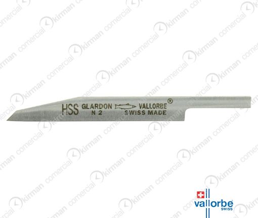 Imagen de Buril corto Vallorbe de acero HSS de borde onglette de 1.94 mm de ancho y 55 mm de largo Nº2 Ref: 022150/02