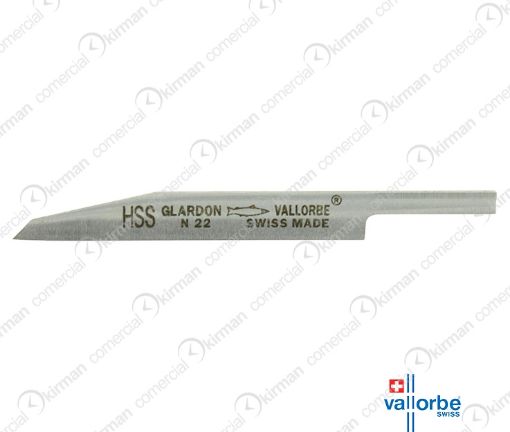 Imagen de Buril corto Vallorbe de acero HSS de borde cuchillo de 2.2 mm de ancho y 55 mm de largo Nº22 Ref: 022152/22