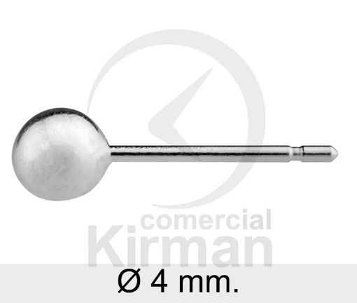 Imagen de Pendiente de bola con palillo Ø 4 mm. Plata 925
