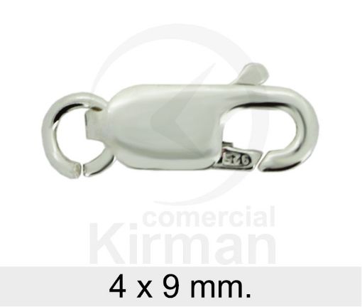 Imagen de Mosquetón plano con anilla 4 x 9 mm Plata 925