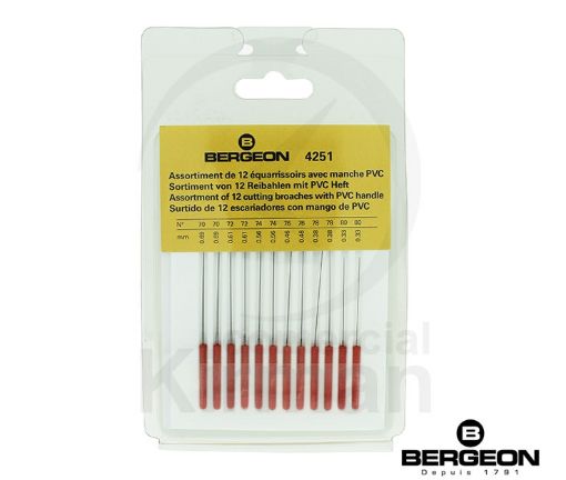 Imagen de Surtido de 12 escariadores Bergeon para pivotes con mango de PVC - 4251