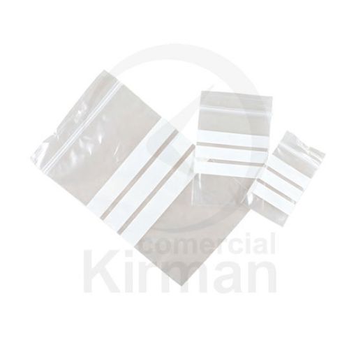 Imagen de Bolsas de plástico medianas de autocierre con banda para escritura - 80 x 60 mm 100 uds