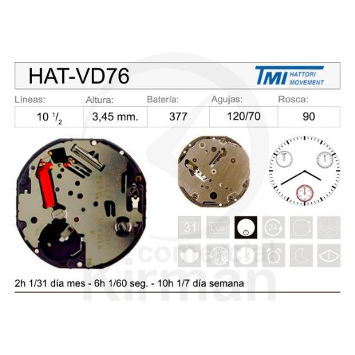 Imagen de Movimiento de pulsera Hattori VD76