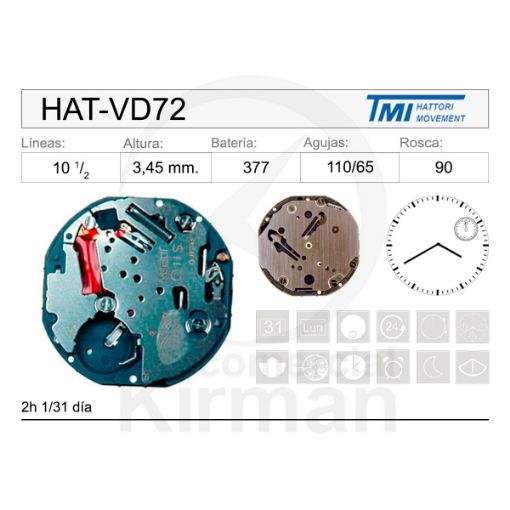 Imagen de Movimiento de pulsera Hattori VD72