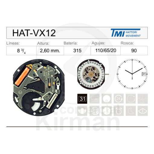 Imagen de Movimiento de pulsera Hattori VX12