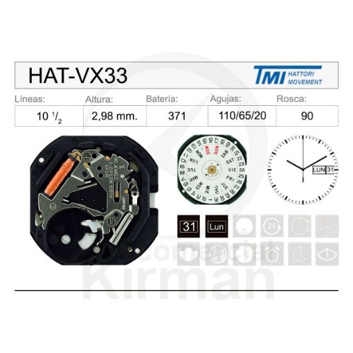 Imagen de Movimiento de pulsera Hattori VX33