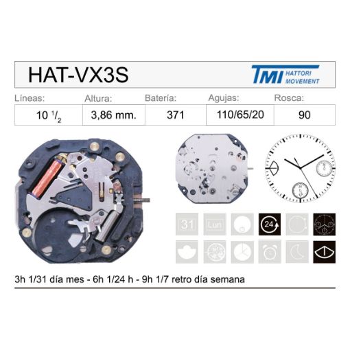 Imagen de Movimiento de pulsera Hattori VX3S