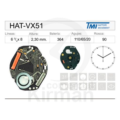 Imagen de Movimiento de pulsera Hattori VX51