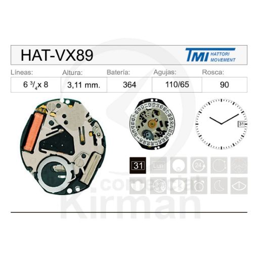 Imagen de Movimiento de pulsera Hattori VX89