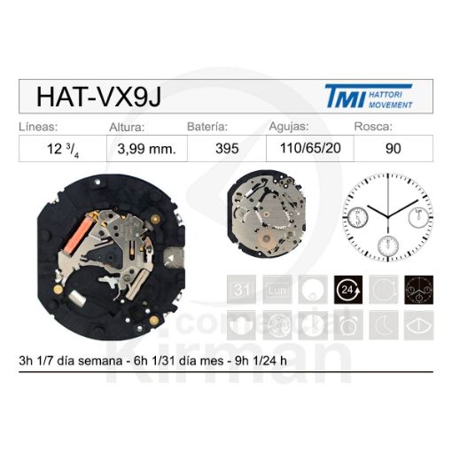 Imagen de Movimiento de pulsera Hattori VX9J