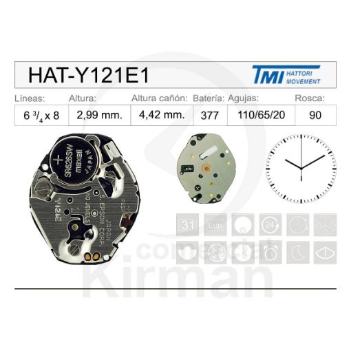 Imagen de Movimiento de pulsera Hattori Y121E1