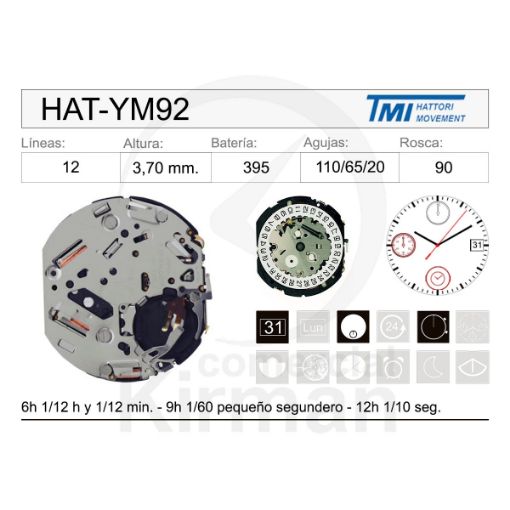 Imagen de Movimiento de pulsera Hattori YM92