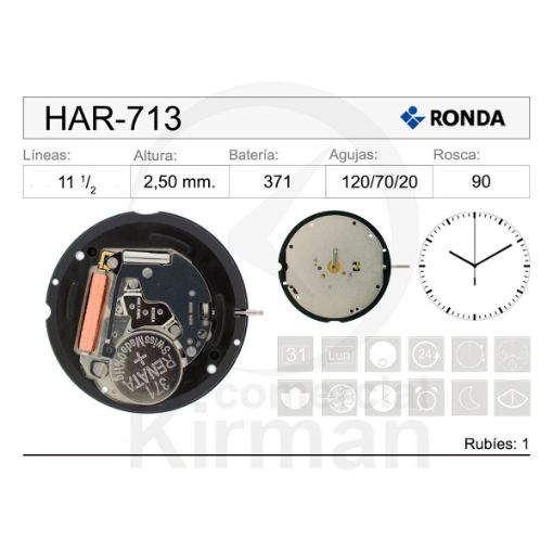 Imagen de Movimiento de pulsera de cuarzo Ronda 713