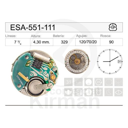 Imagen de Movimiento de pulsera ETA 551-111