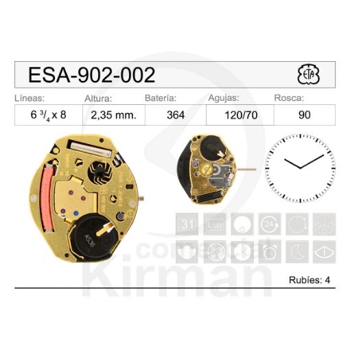 Imagen de Movimiento de pulsera ETA 902-002