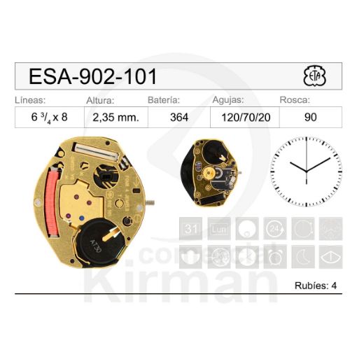 Imagen de Movimiento de pulsera ETA 902-101