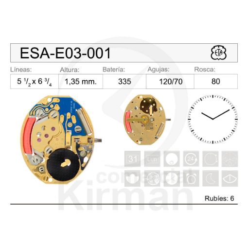 Imagen de Movimiento de pulsera ETA E03-001
