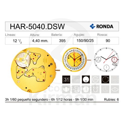 Imagen de Movimiento de pulsera de cuarzo Ronda HAR-5040.DSW