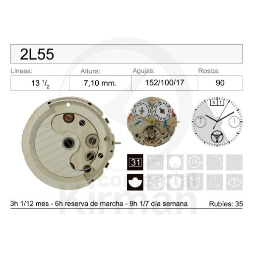 Imagen de Movimiento de pulsera mecánico 2L55