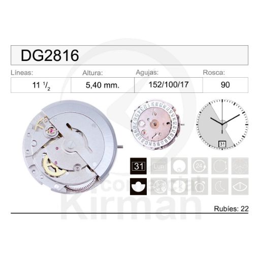 Imagen de Movimiento de pulsera mecánico DG2816