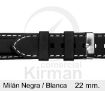 Imagen de Milán de color negra y costura blanca de 22 mm