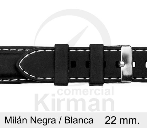Imagen de Milán de color negra y costura blanca de 22 mm