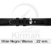 Imagen de Milán de color negra y costura blanca de 22 mm