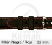 Imagen de Milán de color negra y costura Roja de 22 mm