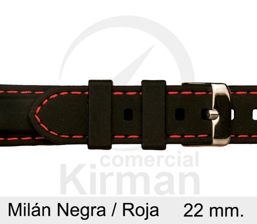 Imagen de Milán de color negra y costura Roja de 22 mm