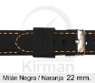 Imagen de Milán de color negra y costura Naranja de 22 mm