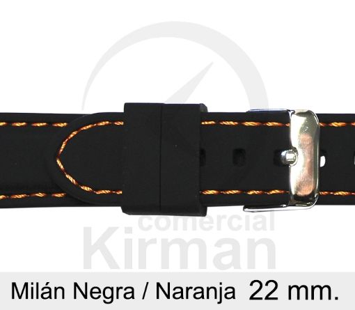 Imagen de Milán de color negra y costura Naranja de 22 mm