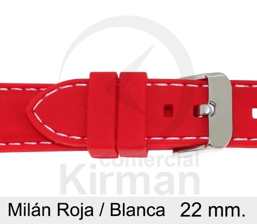 Imagen de Milán de color roja y costura blanca de 22 mm