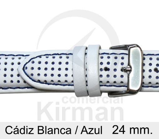 Imagen de Cádiz de color blanca y pespuntes en azul 24 mm