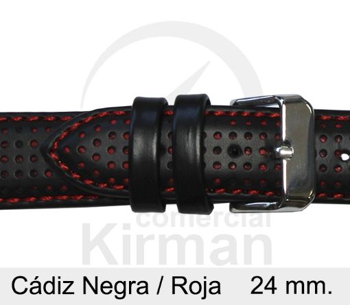 Imagen de Cádiz color negra con pespuntes en  rojo 24 mm