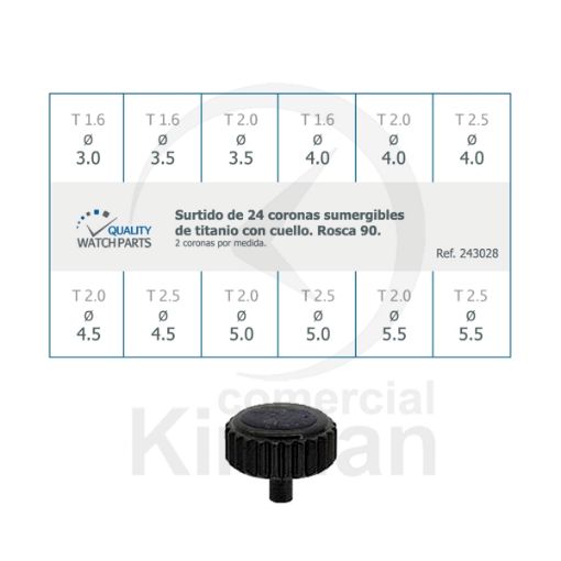 Imagen de Surtido 24 coronas sumergibles de titanio con cuello R90