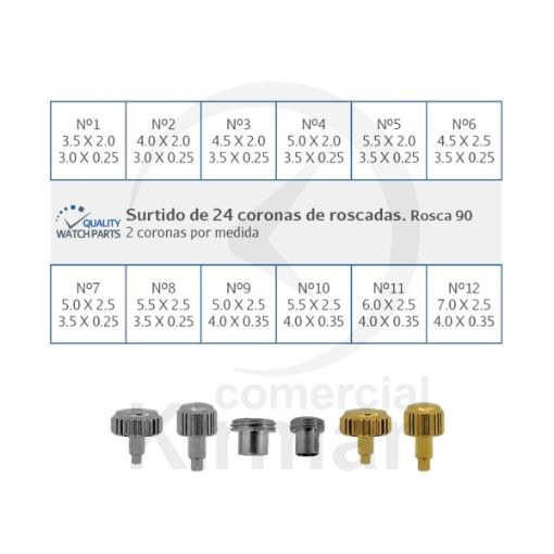 Imagen de Surtido 24 coronas roscadas con tubo R90