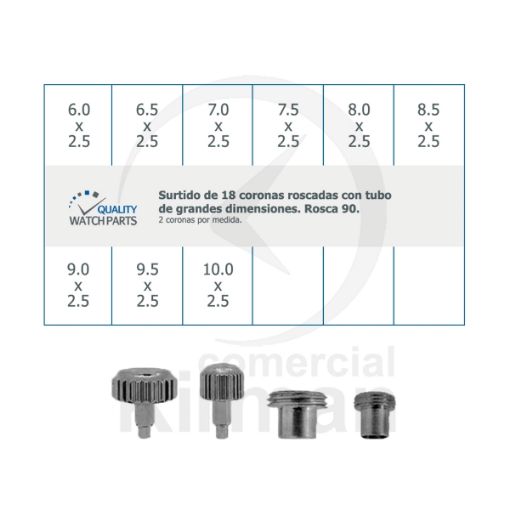 Imagen de SURTIDO 18 CORONAS GRANDES DIMENSIONES R90 (Ø6.00-Ø10.00mm) Acero