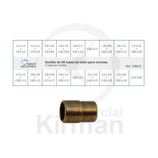 Imagen de Surtido 90 tubos de latón para coronas Ø1.50, 1.60, 1.80, 2.00, 2.30 y 2,50mm