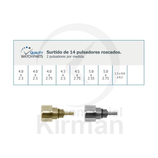 Imagen de Surtido de 14 pulsadores dorados roscados