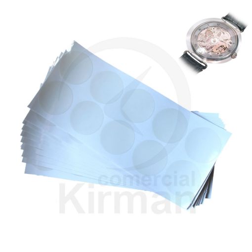 Imagen de Etiquetas estáticas de plástico para tapas de cajas de relojes con diámetro 36 mm. 100 unidades