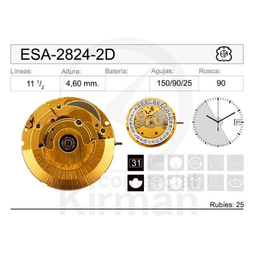 Imagen de MOVIMIENTO DE PULSERA MECÁNICO AUTOMÁTICO  ETA-2824-2