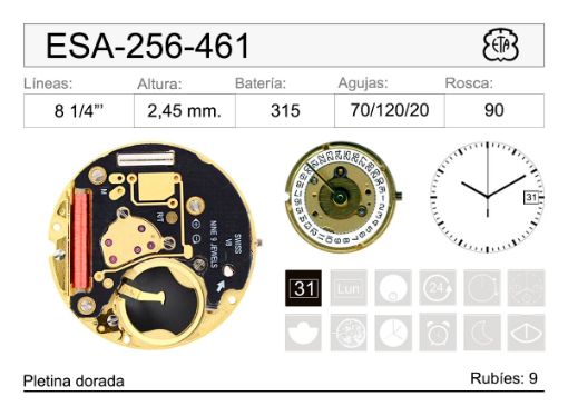 Imagen de MOVIMIENTO ETA 256-461 CAL. 3H