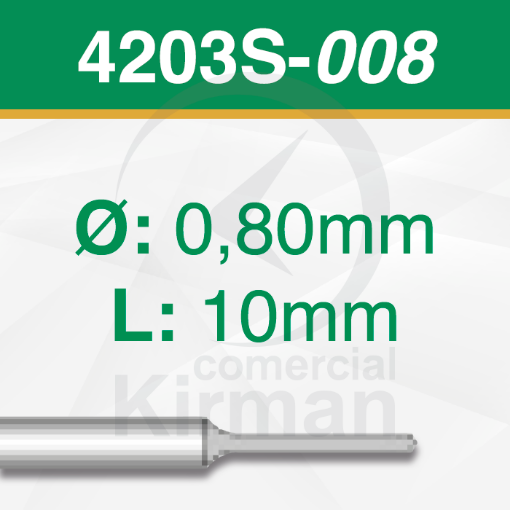Imagen de Pack 2 Brocas Carburo de tungsteno 2 labios (4203S) Ø: 0.8mm y  L:10 mm