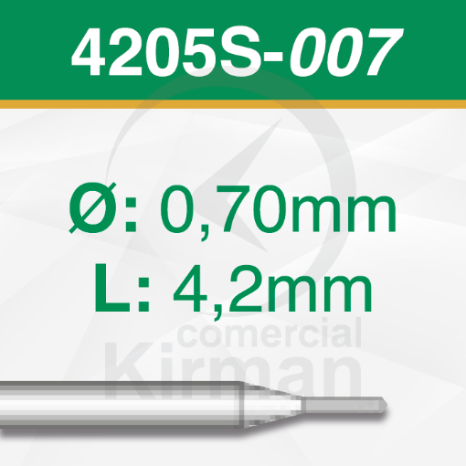 Imagen de Pack 2 Brocas cortas de carburo de tungsteno (4205S)  Ø:0.70mm y L: 4.2mm