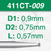 Imagen de Pack 6 Fresas huecas Twincut Cónicas de acero (411CT) Ø:0.9mm