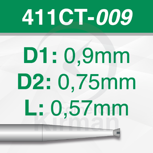 Imagen de Pack 6 Fresas huecas Twincut Cónicas de acero (411CT) Ø:0.9mm