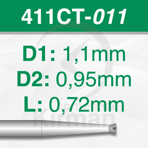 Imagen de Pask 6 Fresas huecas Twincut Cónicas de acero (411CT) Ø:1.1mm