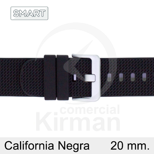 Imagen de CORREA SMART SILICONA NEGRA CALIFORNIA 20 MM