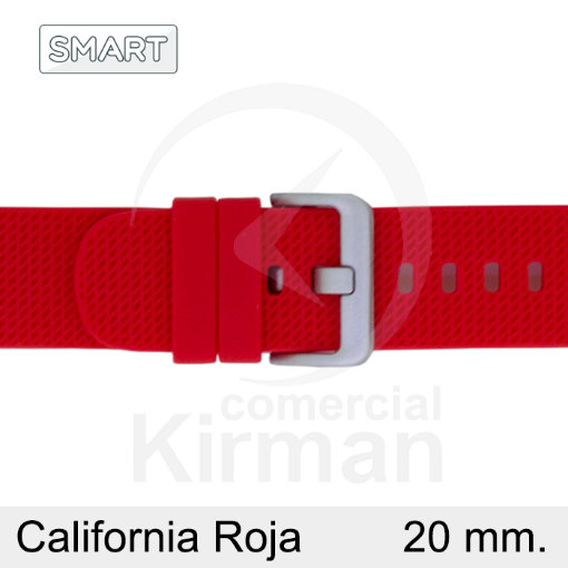 Imagen de CORREA SMART SILICONA ROJA CALIFORNIA 20 MM